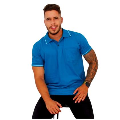 Imagem de Camiseta Polo Masculina Básica com Bolso 100% Algodão