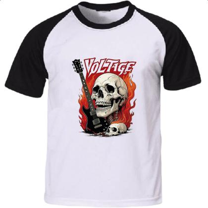 Imagem de Camiseta Raglan Caveira rock guitarra voltage
