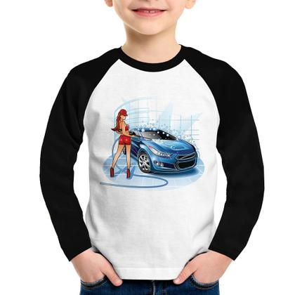 Imagem de Camiseta Raglan Infantil Lava Jato Garota Manga Longa - Foca na Moda