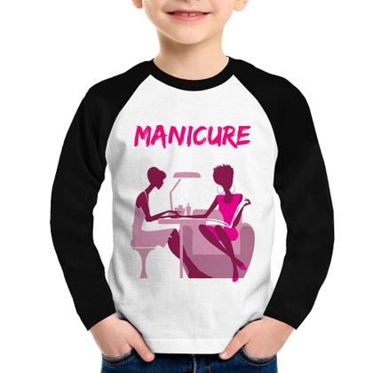 Imagem de Camiseta Raglan Infantil Manicure Manga Longa - Foca na Moda