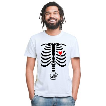 Imagem de Camiseta Raio x Cerveja Esqueleto Camisa Personalizada Blusa Adulto Algodão com Poliéster