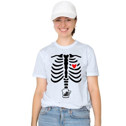Imagem de Camiseta Raio x Cerveja Esqueleto Camisa Personalizada Blusa Adulto Algodão com Poliéster