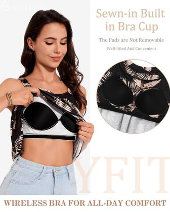 Imagem de Camiseta regata ANYFITTING Flowy Halter com sutiã embutido acolchoado