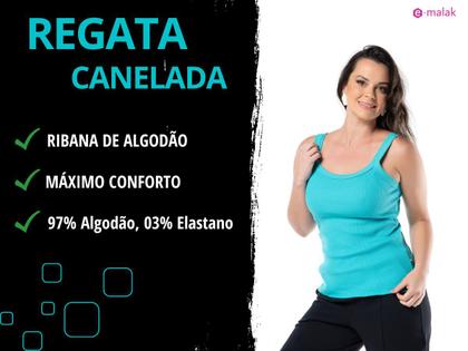 Imagem de Camiseta Regata Feminina Canelada Algodão Regatinha