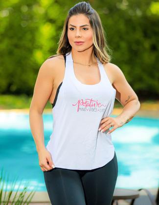 Imagem de Camiseta Regata Feminina de Academia Estilo Nadador com Estampa