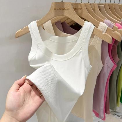 Imagem de Camiseta Regata Feminina De Algodão Com Decote Redondo E Textura Canale, Básica Para O Verão,