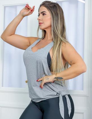 Imagem de Camiseta Regata Feminina Esportiva com Nó Lateral Ajustável