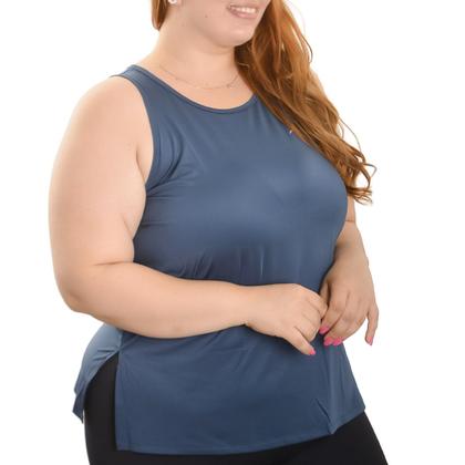 Imagem de Camiseta Regata Fitness Alongada Com Fenda Feminina Plus Size Zee Rucci