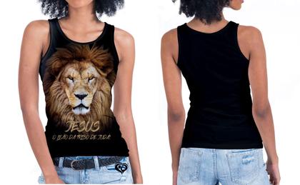 Imagem de Camiseta regata Leão de Judá FEMININA Jesus Gospel Adulto
