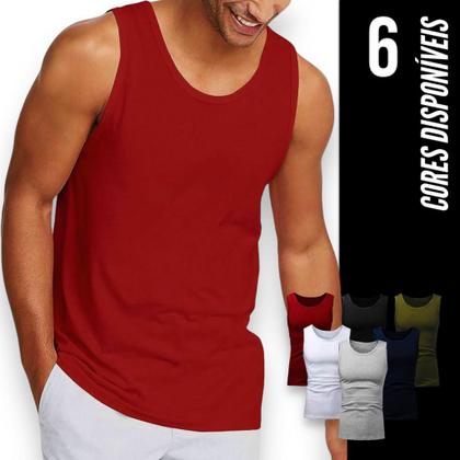 Imagem de Camiseta REGATA Masculina ALGODÃO Slim Fit Academia Fitness Corrida 213