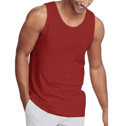 Imagem de Camiseta REGATA Masculina ALGODÃO Slim Fit Academia Fitness Corrida 213