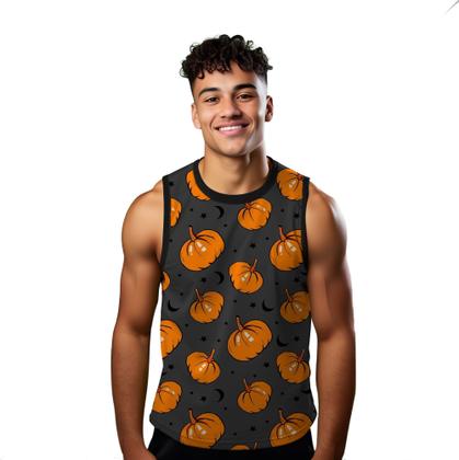 Imagem de Camiseta Regata Verão Estilo Moda Praia Abóbora Halloween Cartoon Lua 755