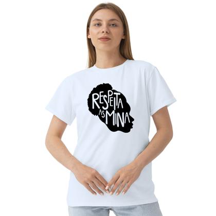 Imagem de Camiseta Respeita as Mina Respeito Camisa Personalizada Blusa Adulto Algodão com Poliéster