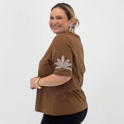 Imagem de Camiseta Secret Glam Plus Size Manga Curta com Bordado Feminina
