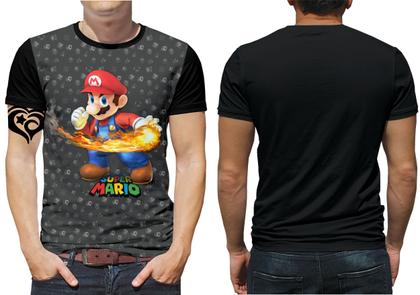 Imagem de Camiseta Super Mario Bros Masculina Blusa Cinza