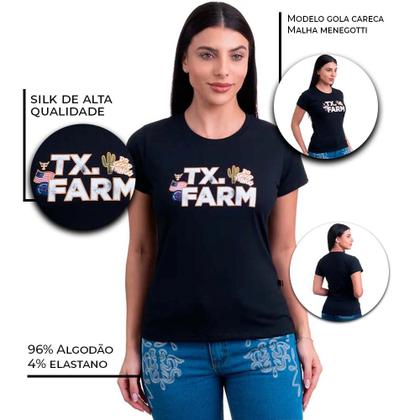 Imagem de Camiseta T-Shirt Feminina CF269 Texas Farm Lançamento Original Preto Básico