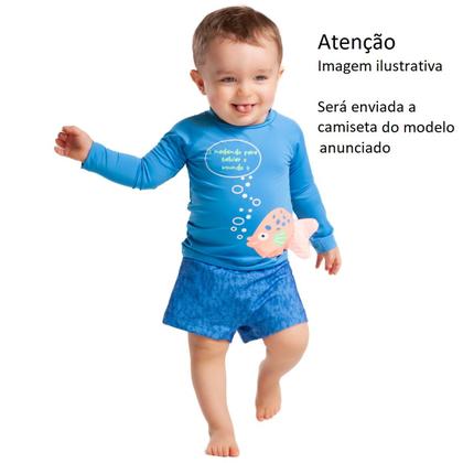 Imagem de Camiseta Térmica Com Sunga Azul Infantil Proteção Solar UV50