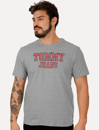 Imagem de Camiseta Tommy Jeans Regular College Print Cinza Mescla