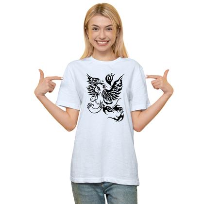 Imagem de Camiseta Tribal Fênix Preto Camisa Personalizada Blusa Adulto Algodão com Poliéster