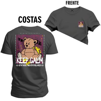 Imagem de Camiseta Unissex Algodão Premium Estampada Urso Galm Frente e Costas