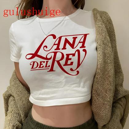 Imagem de Camiseta Vintage Cropped Harajuku Feminina De Manga Curta Com Gráficos De Navegação Lana Del Rey Ldr
