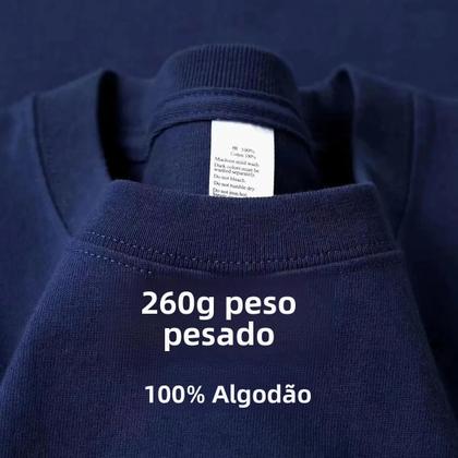 Imagem de Camisetas De Manga Curta Em Algodão Combed 260gsm Para Homens E Mulheres, Tops Básicos Respiráveis