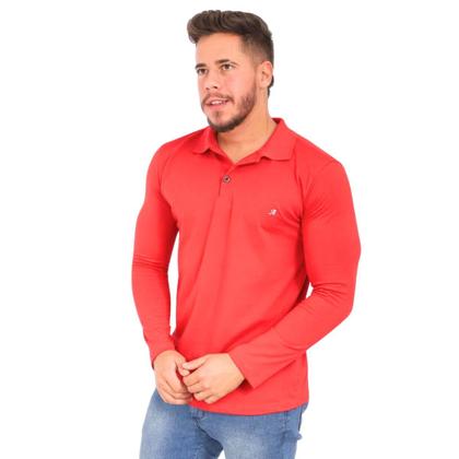 Imagem de Camisetas gola polo Masculina manga longa 100% Algodão