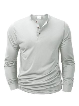 Imagem de Camisetas Henley De Manga Longa Masculinas Básicas Casuais Com Gola Band Confortáveis E Macias
