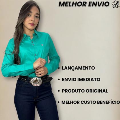 Imagem de Camisete Country Lisa Feminina Manga Longa Laço Forte