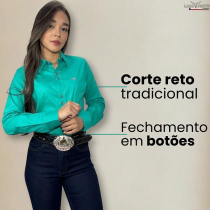 Imagem de Camisete Country Lisa Feminina Manga Longa Laço Forte