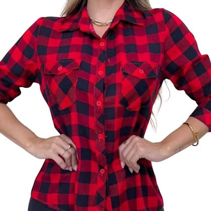Imagem de Camisete Feminina Bolsos Viscose Xadrez Festa Junina, Quadrilha, Festa De Rodeio