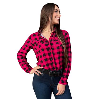 Imagem de Camisete Feminina Bolsos Viscose Xadrez Festa Junina, Quadrilha, Festa De Rodeio