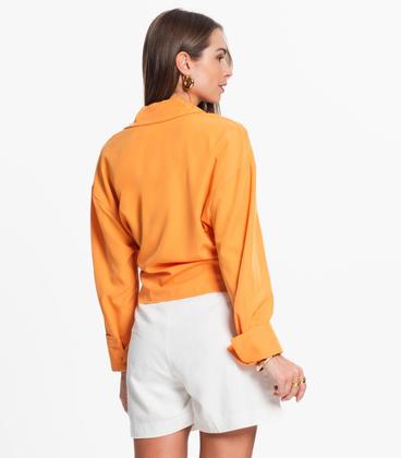 Imagem de Camisete Feminino Com Drapeado E Botões Loverly Laranja