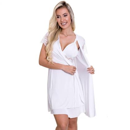 Imagem de Camisola Amamentação Gestante Maternidade com Robe Pós Parto Estilo Sedutor - ES206-207