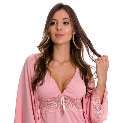 Imagem de Camisola Amamentação Maternidade Longa com Robe Gestante Estilo Sedutor - ES216-219