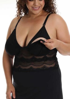 Imagem de Camisola Amamentação Plus Size com Abertura Maternidade Gravidez Pós Parto