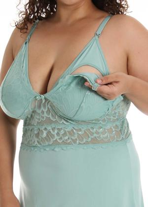 Imagem de Camisola Amamentação Plus Size com Abertura Maternidade Gravidez Pós Parto