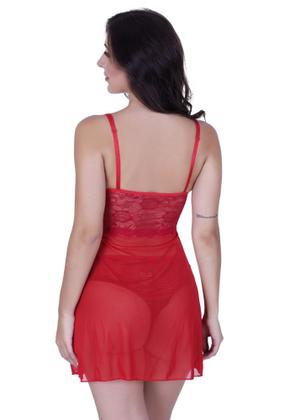 Imagem de Camisola com Bojo e Tanga Transparente Tule -c2 CAMISOLA ELISA
