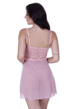 Imagem de Camisola com Bojo Tule Transparente Detalhes em Renda Macia Alça Delicada - c2 ELISA