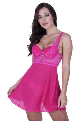 Imagem de Camisola com Bojo Tule Transparente Detalhes em Renda Macia Alça Delicada - c2 ELISA