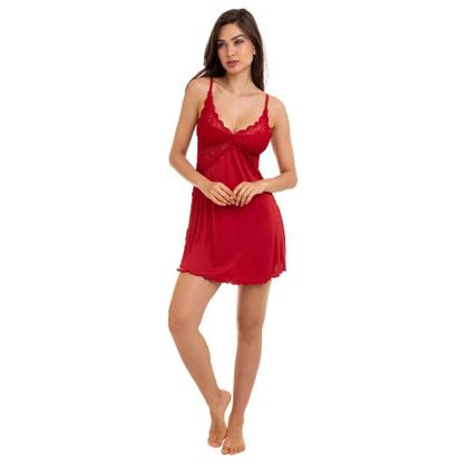 Imagem de Camisola Curta Com Fenda Liganete e Renda Sepie 2051 Rubi