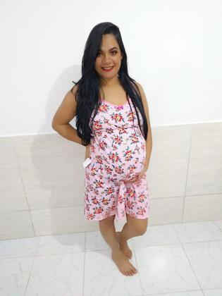 Imagem de Camisola de Amamentação Com Botões e Elástico Estampada