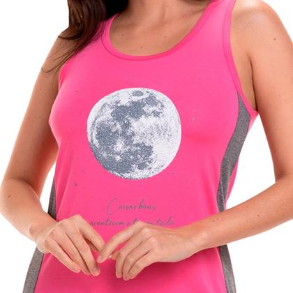 Imagem de Camisola em Viscolycra Lisa com Estampa Localizada - Pink - M