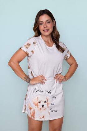 Imagem de Camisola Feminina Manga Curta Algodão Dog's