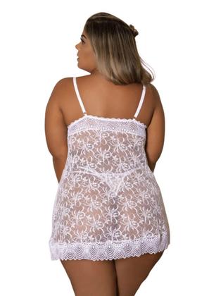 Imagem de Camisola Feminina Plus Size Rendada com Calcinha Sem Bojo