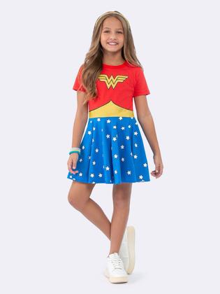 Imagem de Camisola Manga Curta Infantil Mulher Maravilha Brilha no Escuro