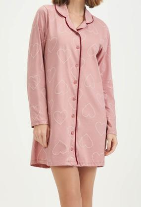 Imagem de Camisola Manga Longa com Botões Algodão Cor com Amor