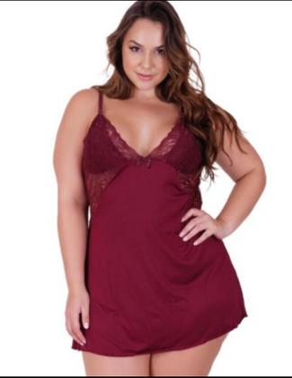 Imagem de Camisola Plus Size Com Renda Conforto e Beleza Extra Grande