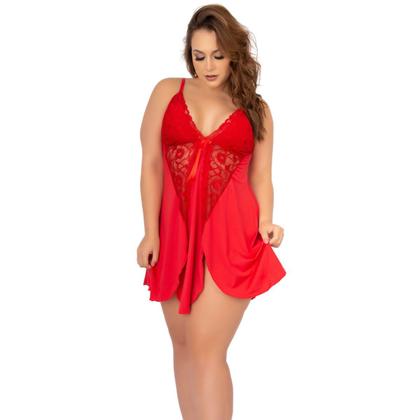 Imagem de Camisola Plus Size Curta Romantic Renda Sem Bojo