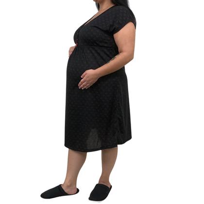 Imagem de Camisola Plus Size Linda Gestante Amamentação e Pós Parto Corações